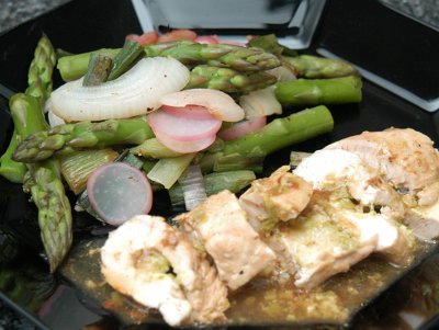 Trutenröllchen mit Spargeln