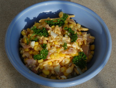 Maissalat mit Schinken