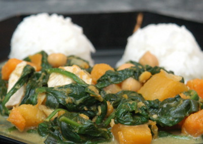 Kürbiscurry mit Poulet und Kichererbesen