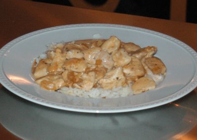 Pouletwürfel an feuriger Whiskysauce