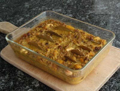 Lamm Bobotie mit Basmati Reis und Chili-Konfitüre