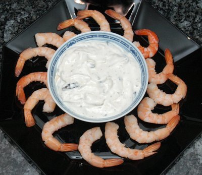 Grillierte Scampi mit Currydip