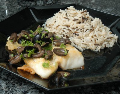 Dorschfilets mit Oliven-Vinaigrette