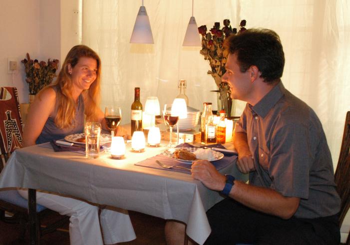 Sandra and Richard with their Christmas dinner