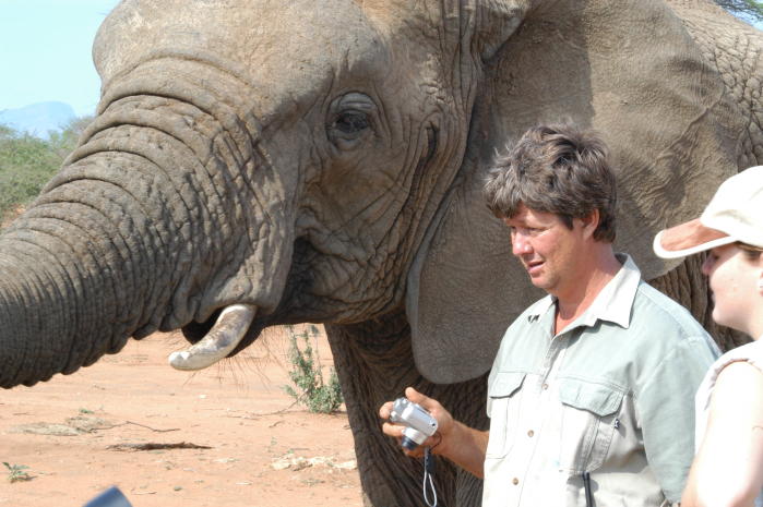 Ranger Ian Sussens with Elephant Tambo