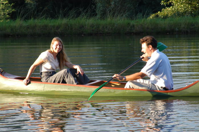 Sandra and Richard in Canoe at Cleopatra Farmhouse in the Drakensberg mountains