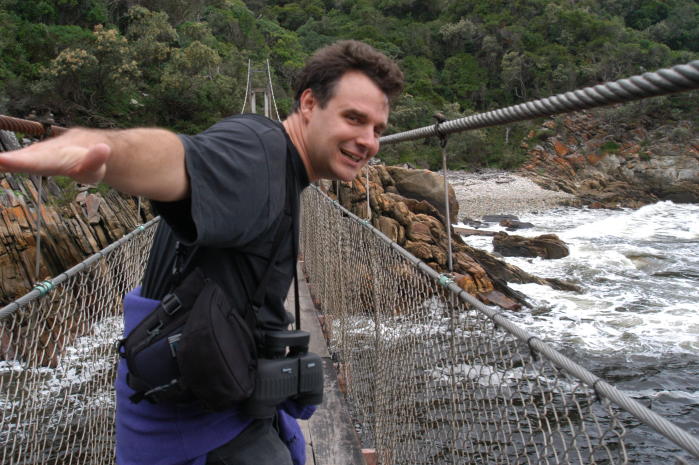 Richard on Storm River supension bridge, Tsitsikama National Park