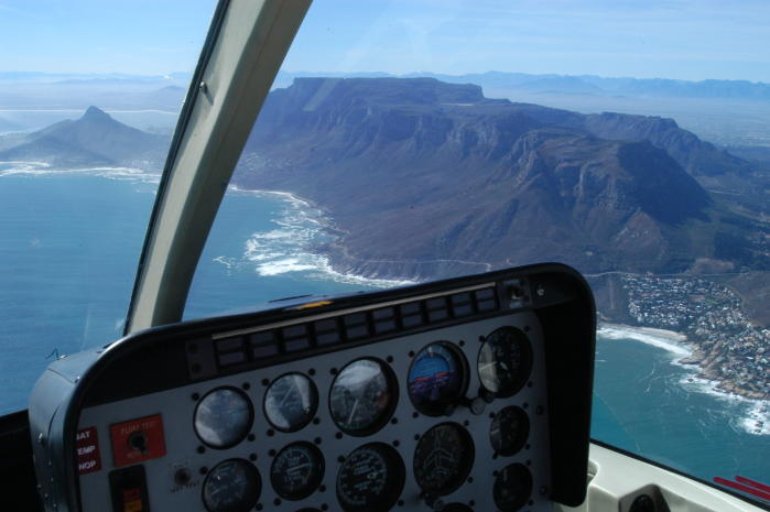 Helicopter flight around the cape