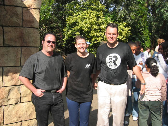 Reini, Sandra and Richard drenched after a ride in Gold Reef City, Johannesburg